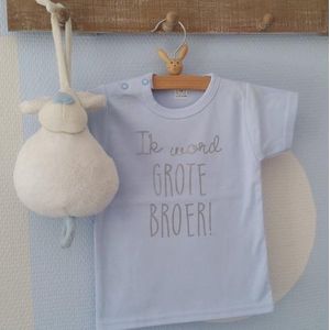 Shirt Ik word grote broer | korte mouw zwangerschap aankondiging bekendmaking baby big brother lichtblauw 74