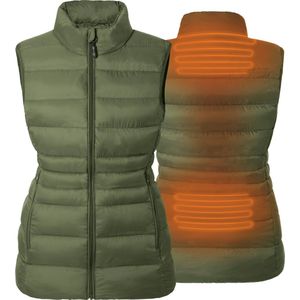 Verwarmde Mouwloze Vest - Slim Fit Voor Vrouwen - extra gevoerde kraag - Rapid power technologie - kaki