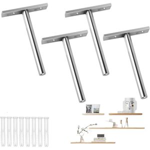 EXCITAT Onzichtbare plankdrager - Onzichtbare bevestiging voor houten wandplanken - Metalen drager voor zwevende planken - Onzichtbare bevestiging voor wandplanken - Met bevestigingsschroeven - Geschikt voor doe-het-zelvers - 100 mm - 4 stuks