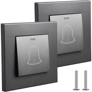 Deurbelknop 86 x 86 mm - Buitenbel 220 ~ 250 V - Lichtschakelaar - Inbouw/Opbouw - Grijs