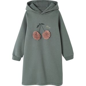 Vertbaudet - Meisjesjurk - Grijs - Sweatstof - Met Capuchon en Mooie Details