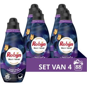 Robijn - Klein & Krachtig Classics - Vloeibaar Wasmiddel - Black Velvet - 4 x 22 wasbeurten - Voordeelverpakking