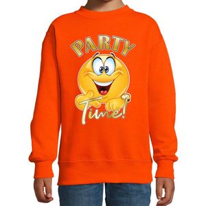 BD Verkleed sweater voor kinderen - party time emoji - oranje - themafeesten/Koningsdag 152/164