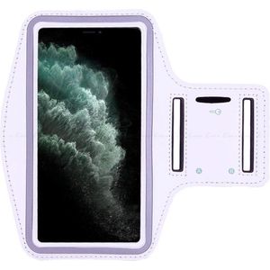 Hardloop sportarmband telefoonhouder voor de iPhone 11 Pro Max – Telefoonhouder hardlopen Speciaal voor de iPhone 11 Pro Max – Inclusief ruimte voor een sleutel – Wit