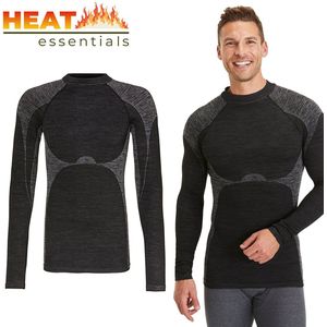 Heat Essentials - Premium Thermo Ondergoed Heren - Thermo Shirt Heren - Zwart - M - Thermokleding Heren - Thermo Shirt Heren Lange Mouw