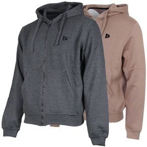 2-Pack Donnay - Sweatvest met capuchon (Bruce) - Sportvest - Heren - Charcoal-marl/Taupe-grey (727) - maat S