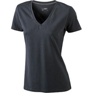 James and Nicholson Dames/dames Rekken V-hals Tee (Zwart)