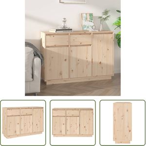 The Living Store Dressoir Grenenhout - 110 x 34 x 75 cm - 2 lades en 3 deuren