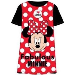 Minnie Mouse nachthemd - rood met zwart - I Love Minnie nachtjapon - maat 122/128