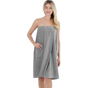 Saunakilt voor dames, 100% katoen, saunahanddoek voor dames, zacht, comfortabel, saunahanddoek voor dames, absorberend, badjas, verstelbaar met knopen, zakken, voor sauna, douche, strand