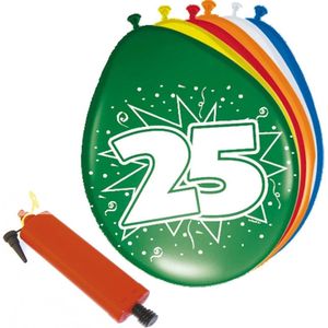 Folat - Verjaardag ballonnen pakket 25 jaar - 32x stuks met ballonpomp