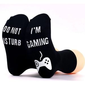 I'm gaming sokken unisex - Zwart met Witte letters - Do not disturb I'm gaming