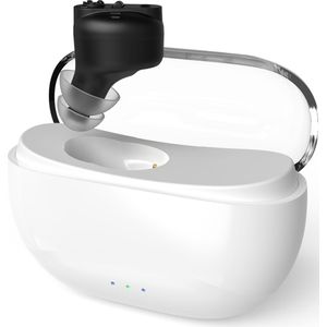 Pro Care Excellent Quality® Mini Intelligent digitaal Gehoorapparaat met 16 Channel geluid reductie - oplaadbaar voor in het oor (IHO) Universeel links of rechts - Gehoorapparaat oplaadbaar - Gehoorversterker - Zwart - FAGG - Oplaadbare Case Wit