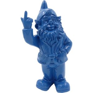 Stoobz kabouter fuck you blauw - kabouter met middelvinger - 20 cm groot - kabouter FY - tuinkabouter - stoute kabouter