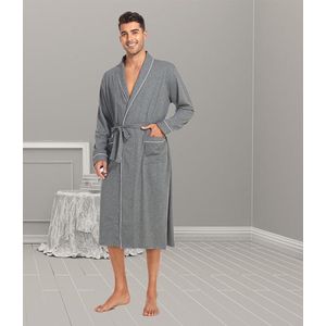 Badjas voor heren, 100% katoen, licht, dunne badjas (M-XXL) -L