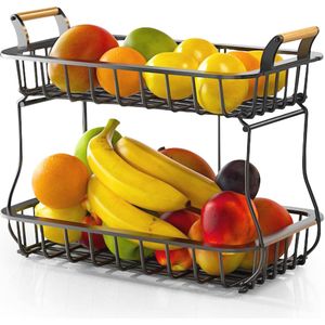Moderne 2-niveaus Fruit- en Groenterek voor Keuken - Stijlvolle en Praktische Fruitschaal
