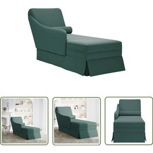 The Living Store Chaise longue met bolster&rechterarmleuning fluweel donkergroen - Chaise Lounge - Loungestoel - Fauteuil - Relaxstoel - Fluweel