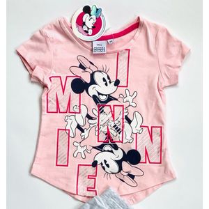 Disney Minnie Mouse T-shirt - met glitterprint - roze - maat 104 (4 jaar)