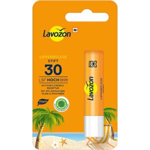 Lavozon Lippenbalsem - Zonbescherming LSF30 | 4,8 g - Vegan - SPF 30 Hoog | Voor Beschermde en Zachte Lippen