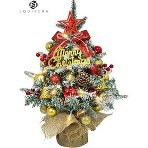 Equivera Mini Kerstboom met Verlichting - Mini Kerstboom met Decoratie - Mini Kerstboom - Mini Kerstboom met Lampjes - Kleine Kerstboom