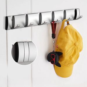 Aan de muur bevestigde kapstok, zwevende deur, kapstok met uitschuifbare haken, aluminium ruimtebesparende hangers, haakrail voor entree, badkamer, hoed, handdoek