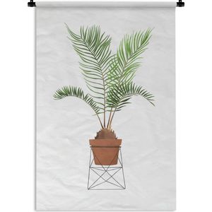 Wandkleed PlantenKerst illustraties - Illustratie van een palm plant op een witte achtergrond Wandkleed katoen 120x180 cm - Wandtapijt met foto XXL / Groot formaat!