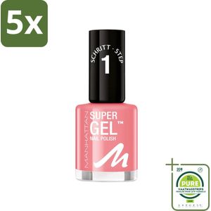 5 x MANHATTAN Cosmetics - Gel Nagellak - Super 240 Pop Princess Pink - Glanzend & Langdurig - 12 ml - Grootverpakking - Nagellak - Gel Nagellak - Nagellak Roze - Nagellak 14 Dagen - Nagellak Zonder Uv