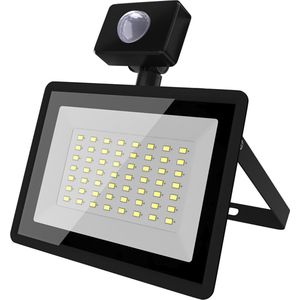 LED Breedstraler met Sensor - Velvalux Glowlit - 50 Watt - Natuurlijk Wit 4000K - Waterdicht IP65 - Flikkervrij