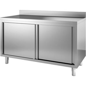 Professionele Werktafel | Schuifdeuren Rand | 120cm | RVS | Combisteel | 7452.3080 | Horeca
