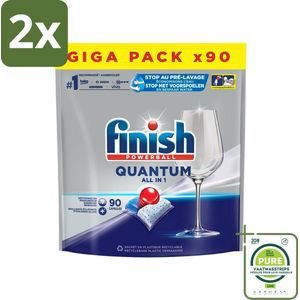 Finish Powerball - Quantum All in 1 - Vaatwastabletten - Stralende Glans - 90 Tabletten - Voordeelverpakking - 2 stuks - Vaatwastabletten - Vaatwasser