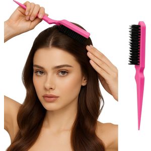 Professionele 3-Rijen Teasing Kam – Voor Volume, Glans & Strakke Haarstijlen | Unisex – ABS Kunststof – 22 × 3 cm – Roze