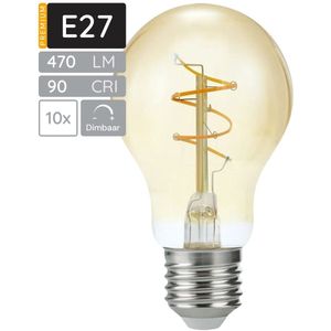 SPL E27 LED Lamp 4.2W Dimbaar - CRI 90 - Goud - Extra Warm Wit - LED Filament - Amber - Vervangt 40W - 10 Stuks