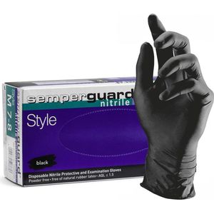 Zwarte poedervrije nitril handschoenen - maat M - 100 stuks