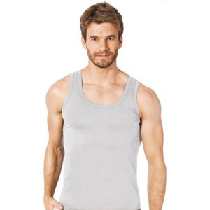 3 Pack Comfortabel Heren Onderhemd met Brede Banden-100% Katoen-Grijs-S