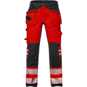 Fristads Hi Vis Werkbroek Stretch Klasse 2 2707 Plu - Hi-Vis rood/zwart - D112