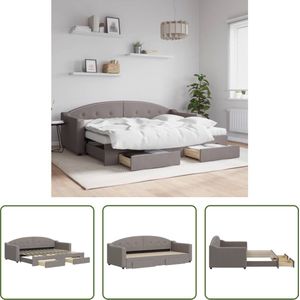 The Living Store Slaapbank 2-in-1 - Duurzame stof - Grote opbergruimte - Afmetingen 223x90x75 cm - Kleur Taupe - Matras 80x200 cm - Montage vereist - The Living Store