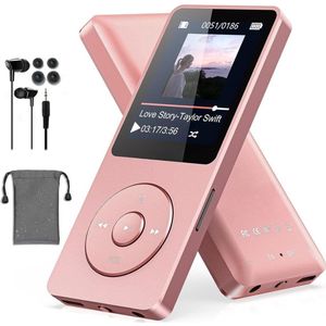 SNJY® MP3 Speler Bluetooth - MP4 Speler - Muziek Speler - 64 GB - Batterijduur tot 80 uur - Roze