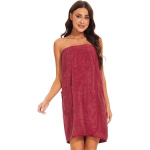 Inovra ® Elegante en Comfortabele Dames Sauna Kilt met Drukknopen en Elastische Band in Wijnrood