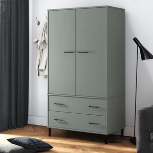 vidaXL Kledingkast OSLO 90x55x172,5 cm Grijs Kasten - Garderobe - Kledingkast - Houten Kast - Grenshouten Kast