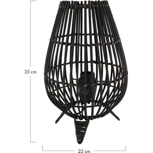 DKNC - Tafellamp - Bamboe - 22x22x35cm - Zwart