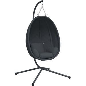 The Living Store Hangstoel met standaard stof en staal antracietkleurig - Hangstoel - Tuinstoel - Buitenstoel - Relaxfauteuil - Egg Chair