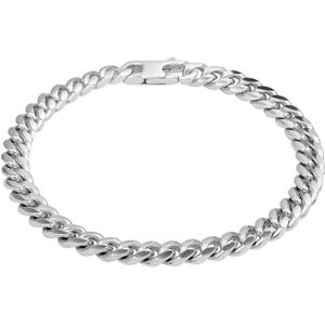 YO&NO - Armband - Zilver - Geslepen Gourmet - Dikte 5,6mm - Lengte 19cm - Sieraden vrouw - Dames - Heren - Gerhodineerd  - Zilver 925