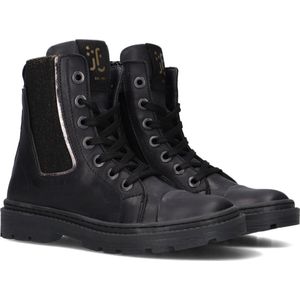 Jochie & Freaks Bibi Veterboots - Laarzen Met Veters - Meisjes - Zwart - Maat 28