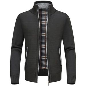Heren Gebreid Vest met Rits en Opstaande Kraag - Casual Fleece Winterjas