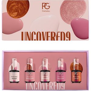 Pink Gellac Uncovered9 Collection Box - Gellak Set van 5 x 15 ml Kleuren Gellak - Gel Nagellak Geschenkset Vrouwen - Gel Lak Cadeauset Vrouw - Gelnagellak Set met 5 Kleuren