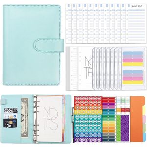 Budgetplanner - A6 budget binder - met geldenveloppen en geldenveloppen -Geldbesparende binder voor budgettering (blauw)