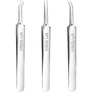Pincetten 3-Pack - Los huidproblemen op. Voor schoonheid, hobby of reparatie
