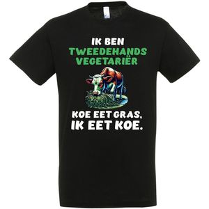 Ik Ben Tweedehands Vegetariër T-shirt - Koe Eet Gras - Ik Eet Koe - Grappig T-shirt - Feestje - Humor - Maat M
