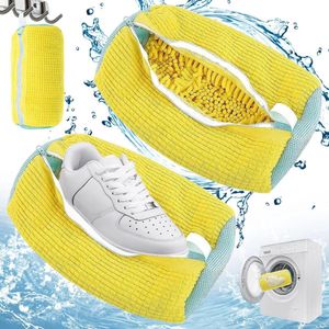 Schoenen Waszak - Herbruikbare Wasmachine Wasnet - Voor Sportschoenen en Vrijetijdsschoenen - 2 Stuks (Geel) Wasmachine rek