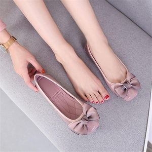Ballerina Flats Vierkante Teen Bow-Knoop Memory Foam Vlinderdas Pompen, roze, maat 41.5 EU